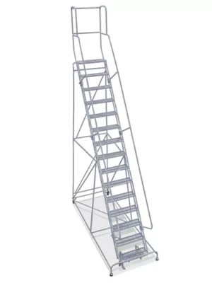 15 Step Rolling Safety Ladder Unassembled with 10" Top Step H155710