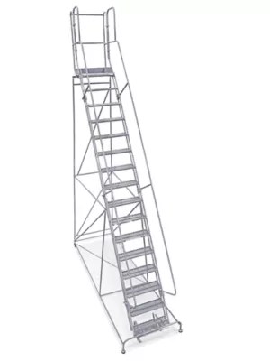 16 Step Rolling Safety Ladder Unassembled with 20" Top Step H155820