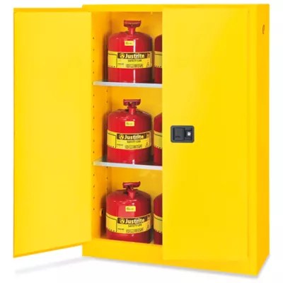 Standard Flammable Storage Manual Doors, Yellow, 45 Gallon H