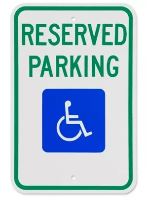 "Reserved Parking" Handicapped Sign 12 x 18" H1661 Uline