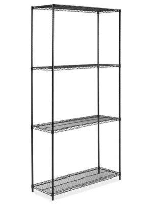 Black Wire Shelving Unit 48 x 18 x 96" H174996 Uline
