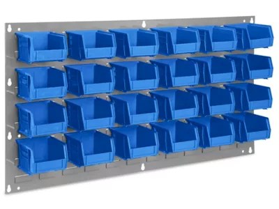 Wall Mount Panel Rack 36 x 19" with 5 1/2 x 4 x 3" Blue Bins H