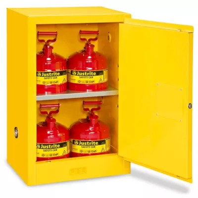 Slimline Flammable Storage Manual Doors, Yellow, 12 Gallon H