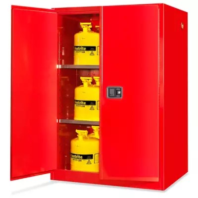 Standard Flammable Storage Manual Doors, Red, 90 Gallon H