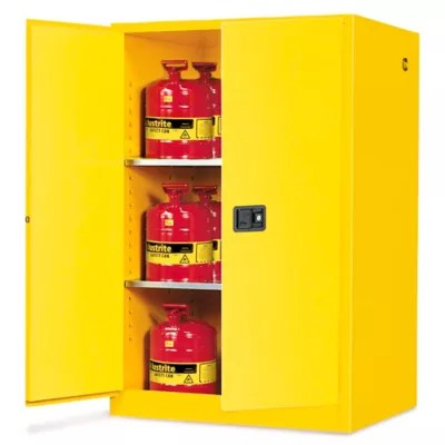 Standard Flammable Storage Manual Doors, Yellow, 90 Gallon H