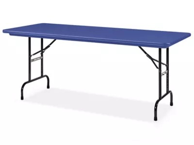 Deluxe Folding Table 72 x 30", Adjustable Height, Blue H2229BLU Uline