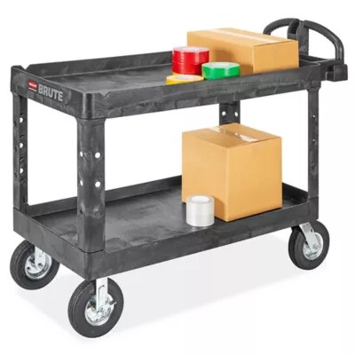 Rubbermaid® Black Utility Cart with Pneumatic Wheels 54 x 25 x 37" H