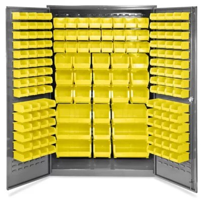 Bin Storage 48 x 24 x 78", 168 Yellow Bins H2488Y Uline