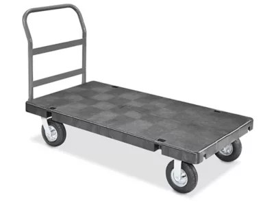 Plastic Platform Truck with Pneumatic Wheels 30 x 60" H2528BL Uline