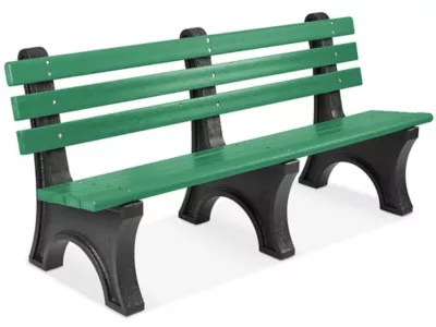 Recycled Plastic Bench with Back 6', Green H2888G Uline