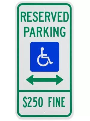"Reserved Parking 250 Fine" Handicapped Sign 12 x 24" H2913 Uline