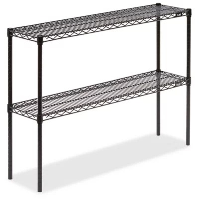 TwoShelf Wire Shelving Unit 48 x 12 x 34", Black H293734BL Uline