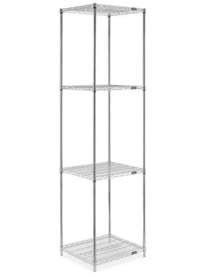 Chrome Wire Shelving Unit 24 x 24 x 96" H294496 Uline