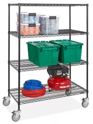 Black Mobile Shelving 48 x 24 x 69" H3157BL Uline