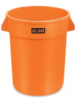 Uline Trash Can 32 Gallon, Orange H3687O Uline