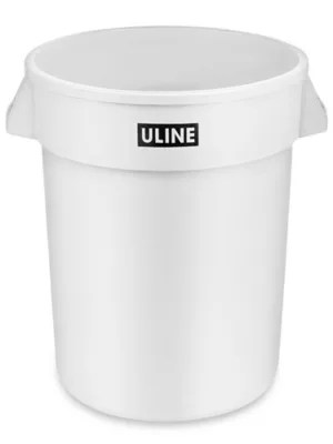 Uline Trash Can 32 Gallon, White H3687W Uline