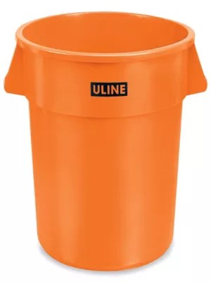 Uline Trash Can 44 Gallon, Orange H3688O Uline