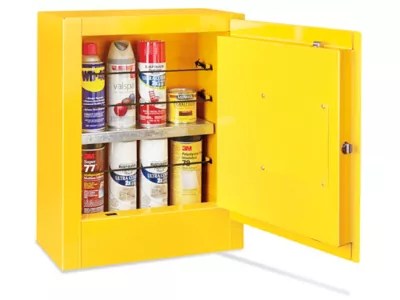 Mini Flammable Storage Manual Doors, Yellow H4174MY Uline