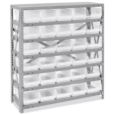 Shelf Bin Organizer 36 x 18 x 39" with 7 x 18 x 4" Clear Bins H4424