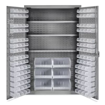 Bin Storage 48 x 24 x 78", 126 Clear Bins H4449C Uline