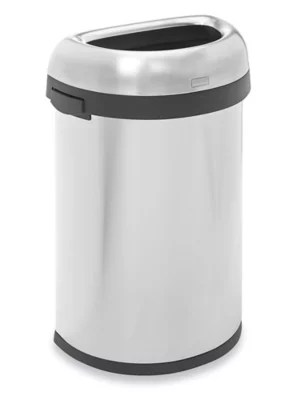 simplehuman® Open Top Stainless Steel Trash Can Half Round, 16 Gallon H4454 Uline