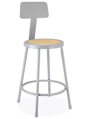 Shop Stool with Backrest Metal H4827 Uline