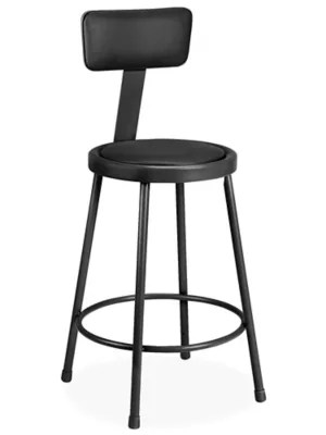 Shop Stool with Backrest Padded, Black H4829BL Uline