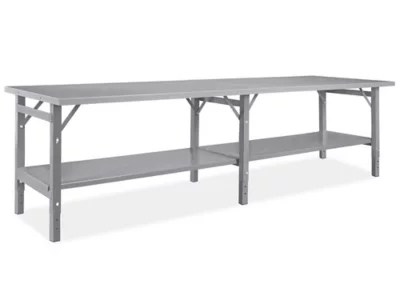 Steel Assembly Table with Bottom Shelf 120 x 36" H4838S Uline