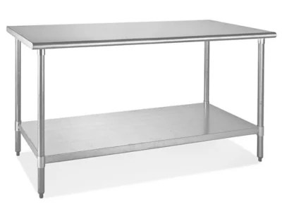 Mesa De Trabajo De Acero Inoxidable Estándar Con Repisa Inferior - 60 X 30" H-5000 - Uline
