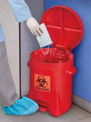 Biohazard StepOn Waste Can 6 Gallon H5191 Uline