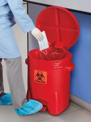 Biohazard StepOn Waste Can 14 Gallon H5192 Uline