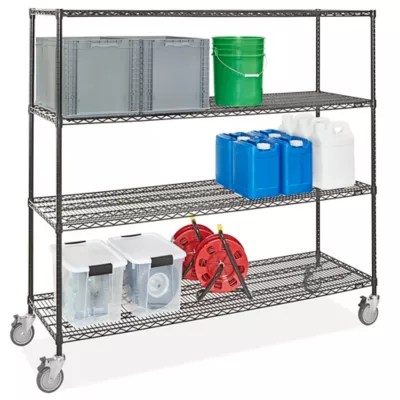Black Mobile Shelving 72 x 24 x 69" H5455BL Uline