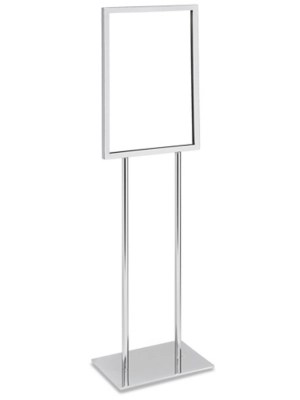 Floor Standing Sign Holder Single Tier, 14 x 22", Chrome H5712C Uline