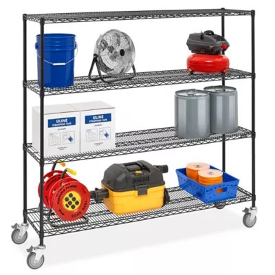 Black Mobile Shelving 72 x 18 x 69" H6711BL Uline