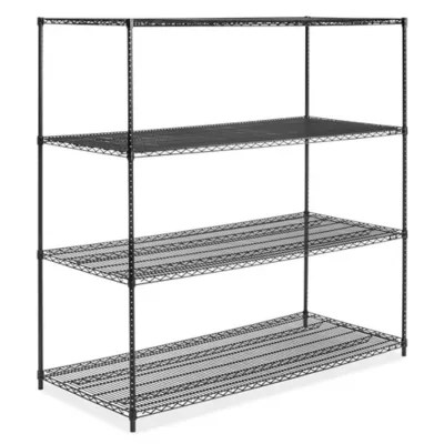 Black Wire Shelving Unit 72 x 30 x 72" H675072 Uline