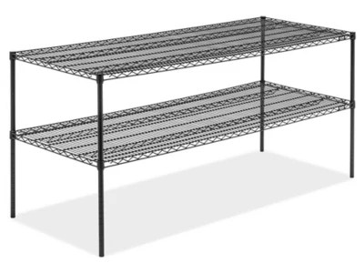 TwoShelf Wire Shelving Unit 72 x 30 x 34", Black H676234BL Uline