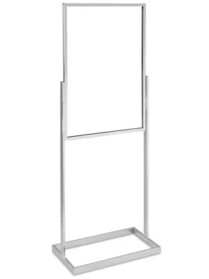 Floor Standing Sign Holder Single Tier, 24 x 36", Chrome H7014C Uline
