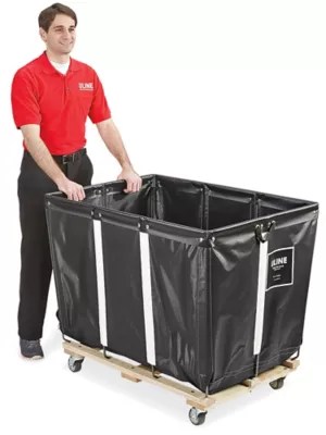 Vinyl Basket Truck 14 Bushel, Black H7304BL Uline