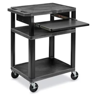 Plastic AV Cart 27 x 18 x 34", Black H7459BL Uline