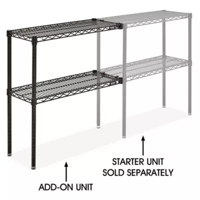 AddOn Unit for TwoShelf Wire Shelving 30 x 12 x 34", Black H8024