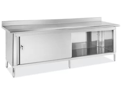 Stainless Steel Workbench with Backsplash 96 x 30" H8182 Uline