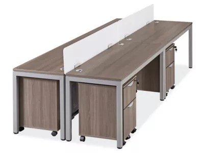 Downtown Office Workstation 4Person BacktoBack, 120 x 48", Gray H