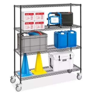 Black Mobile Shelving 60 x 18 x 69" H8275BL Uline