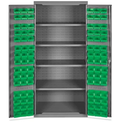 Bin Storage 36 x 24 x 78", 90 Green Bins H8345G Uline
