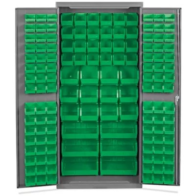 Bin Storage 36 x 24 x 78", 138 Green Bins H8347G Uline