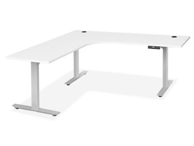 Electric Adjustable Height LDesk 72 x 72 x 24", White H8368W Uline