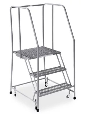 3 Step Rolling Safety Ladder Assembled with 20" Top Step H84020 Uline