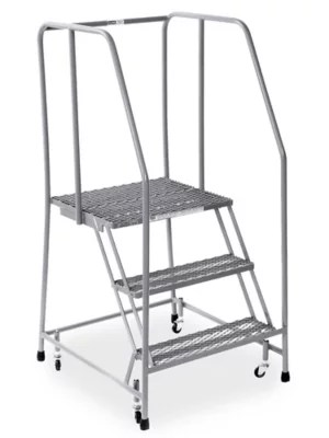 3 Step Rolling Safety Ladder Assembled with 30" Top Step H84030 Uline