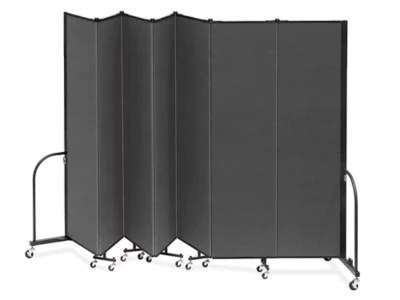 Portable Room Dividers 7 Panels, 7'4", Black H8904BL Uline