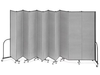 Portable Room Dividers 11 Panels, 7'4", Gray H8905 Uline